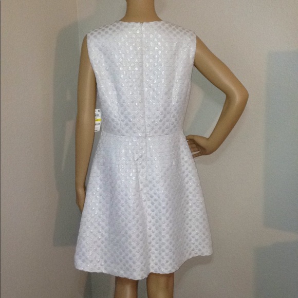 Maison Jules Cream Metallic Polka Dot Dress Med - Picture 4 of 7